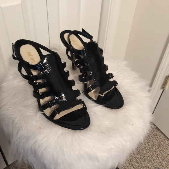 L.A.M.B Black Patent Strappy Heel Sandal - Picture 2 of 5